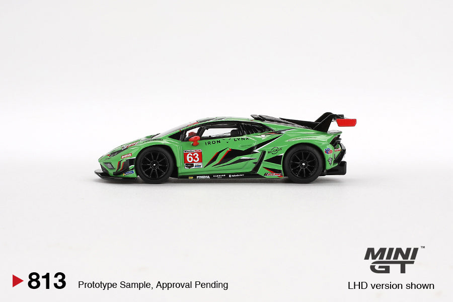 Mini GT No.813 Lamborghini Huracán GT3 EVO2 #63 IMSA 2023 Daytona 24 Hrs Iron Lynx (Blister Pack)
