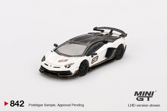 Mini GT No.842 Lamborghini Aventador SVJ 63 Bianco Asopo