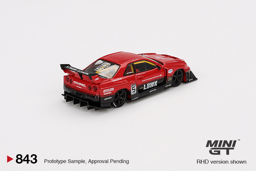 Mini GT No.843 Nissan LB-ER34 Super Silhouette SKYLINE Red/Black