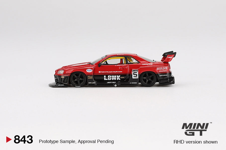 Mini GT No.843 Nissan LB-ER34 Super Silhouette SKYLINE Red/Black