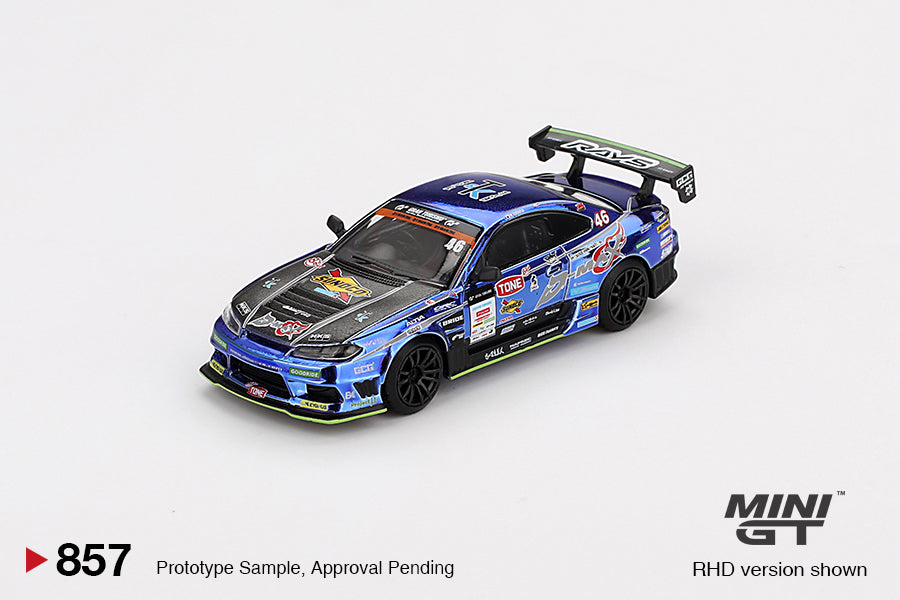 *Pre-Order* Mini GT No.857 Nissan Silvia (S15) D-MAX #46 D-MAX Racing 2023 D1 Grand Prix (Blister Pack) - Japan Exclusive