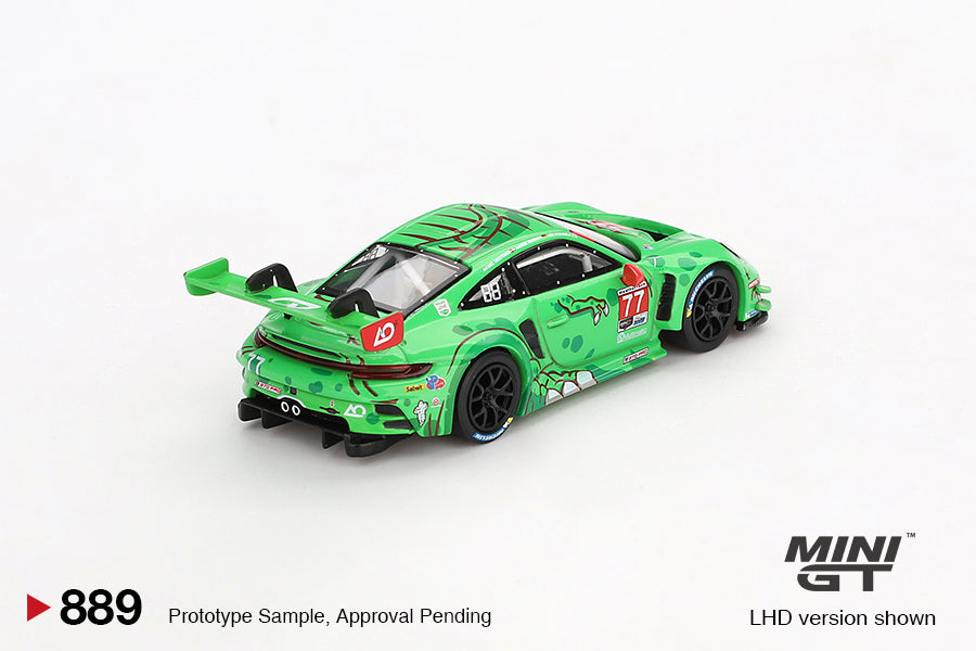 *Pre-Order* Mini GT No.889 Porsche 911 GT3 R #77 AO Racing 2024 IMSA Daytona 24 Hrs GTD Pro 2nd Place (Blister Pack)