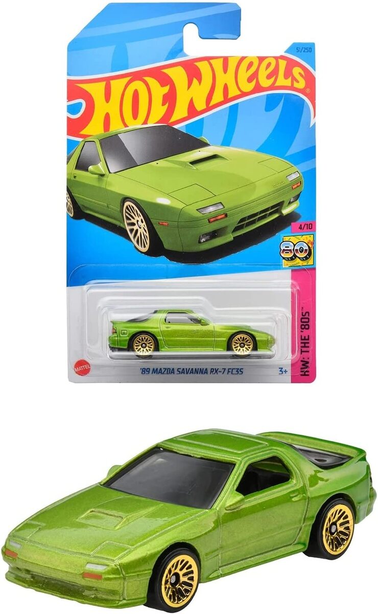 Hot Wheels HW: The '80s 4/10 '89 Mazda Savanna RX-7 FC3S (Green) - Japanese Card