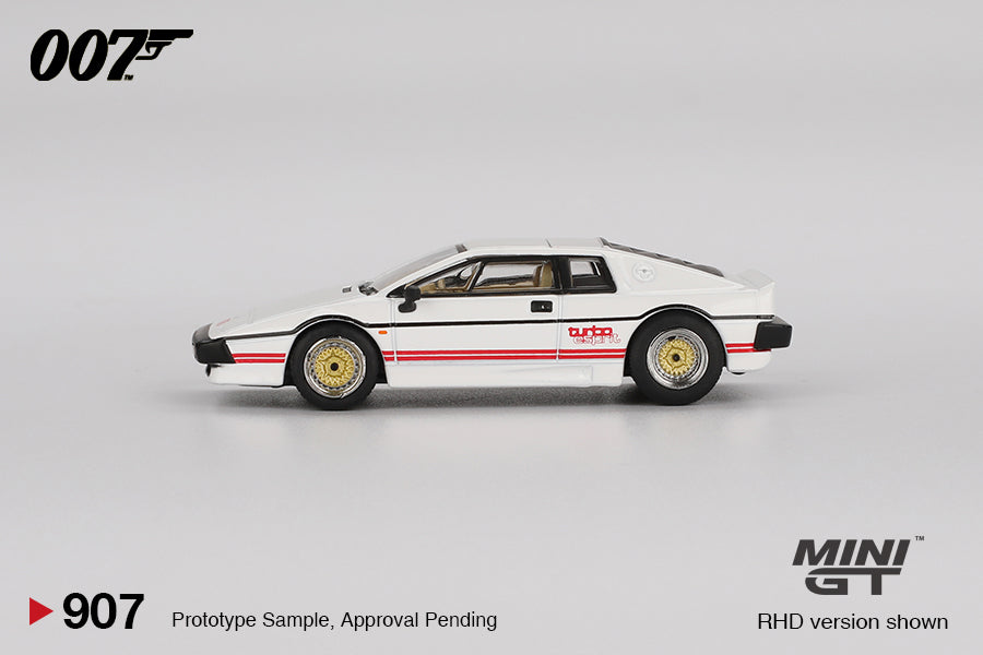 *Pre-Order* Mini GT No.907 Lotus Esprit Turbo White James Bond "For Your Eyes Only" - English Blister Packaging