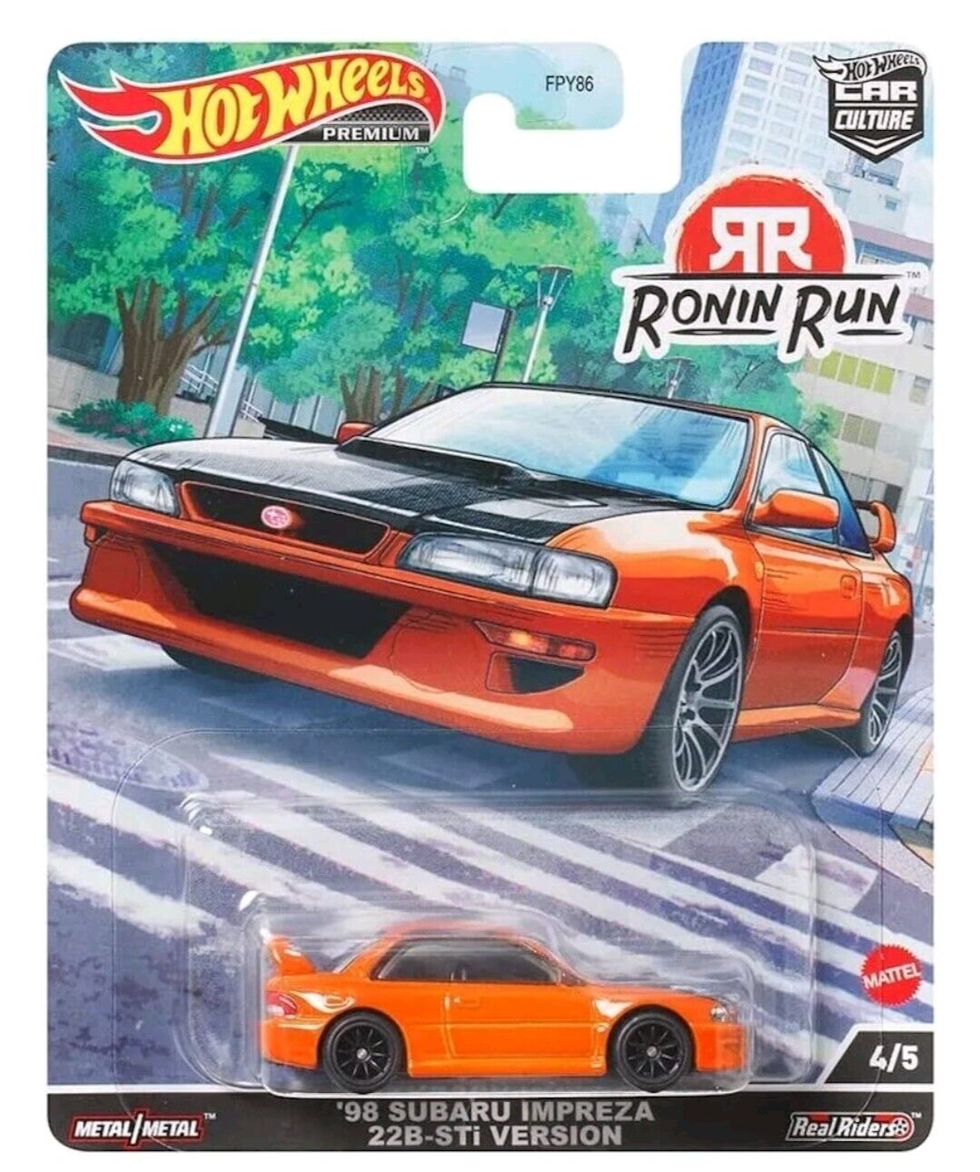 Hot Wheels Premium Car Culture Ronin Run 4/5 '98 Subaru Impreza 22B-STi Version (Orange) - Japanese Stock