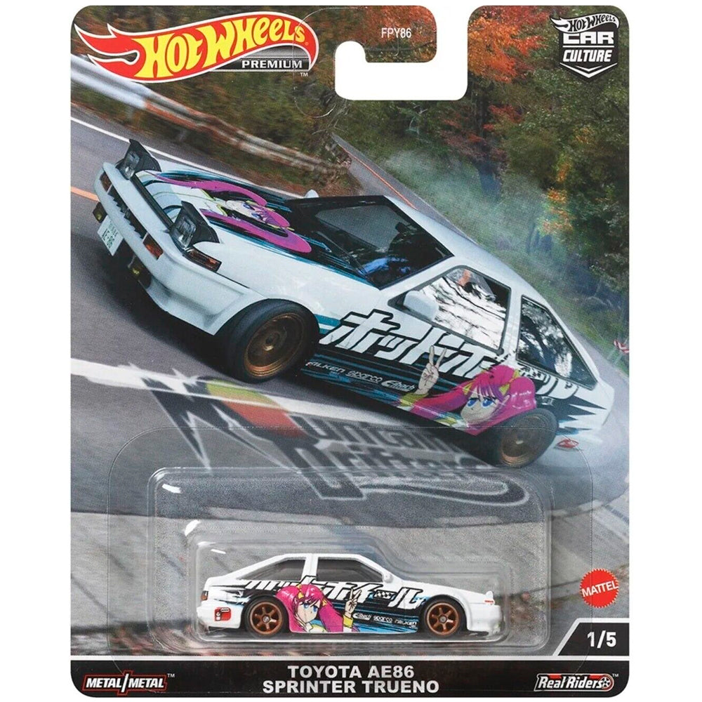 Hot Wheels Premium Car Culture 2022 Mountain Drifters 1/5 Toyota AE86 Sprinter Trueno - Japanese Stock