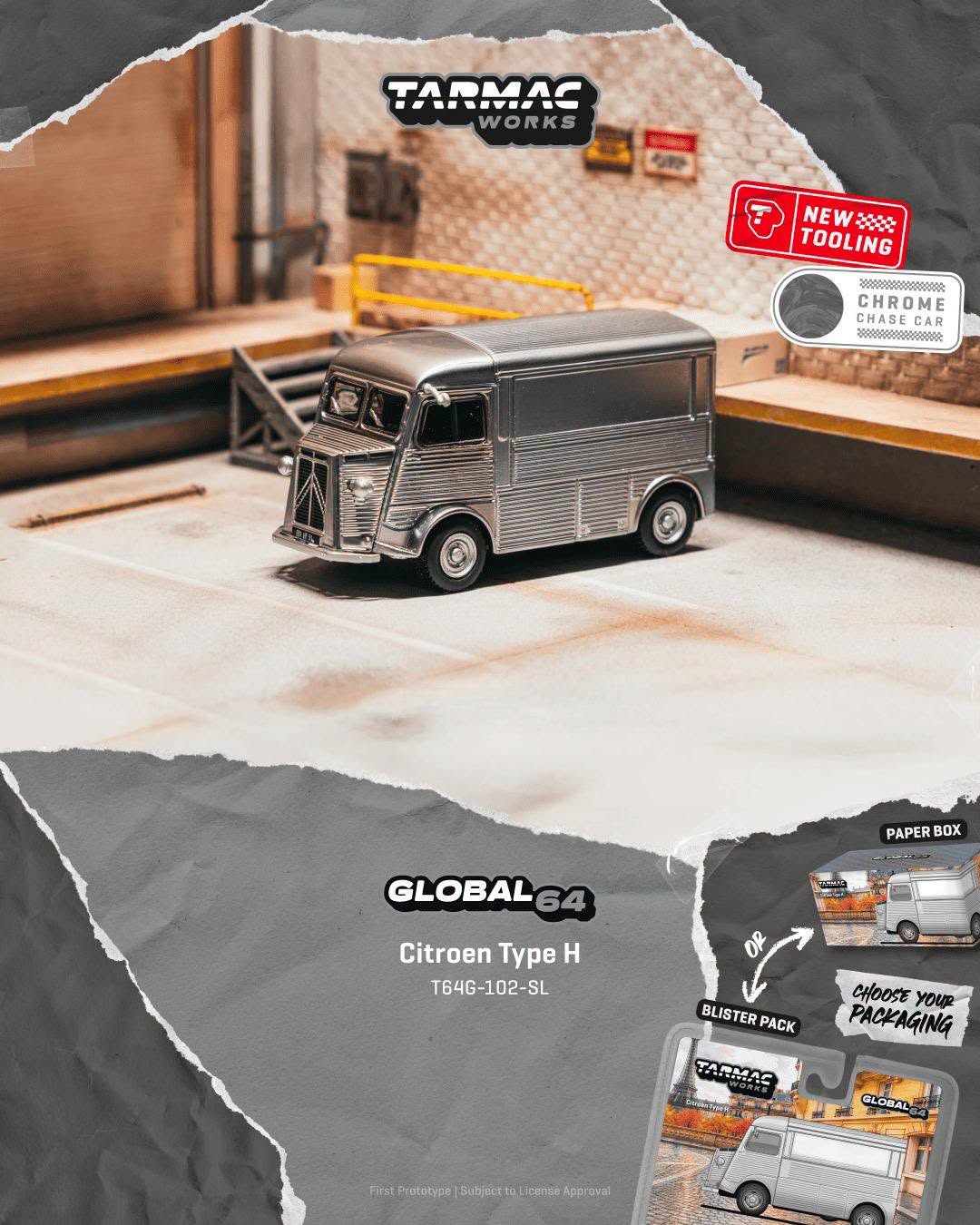 *Pre-Order* Tarmac Works - Citroen Type H Silver (Paper Box Packaging)