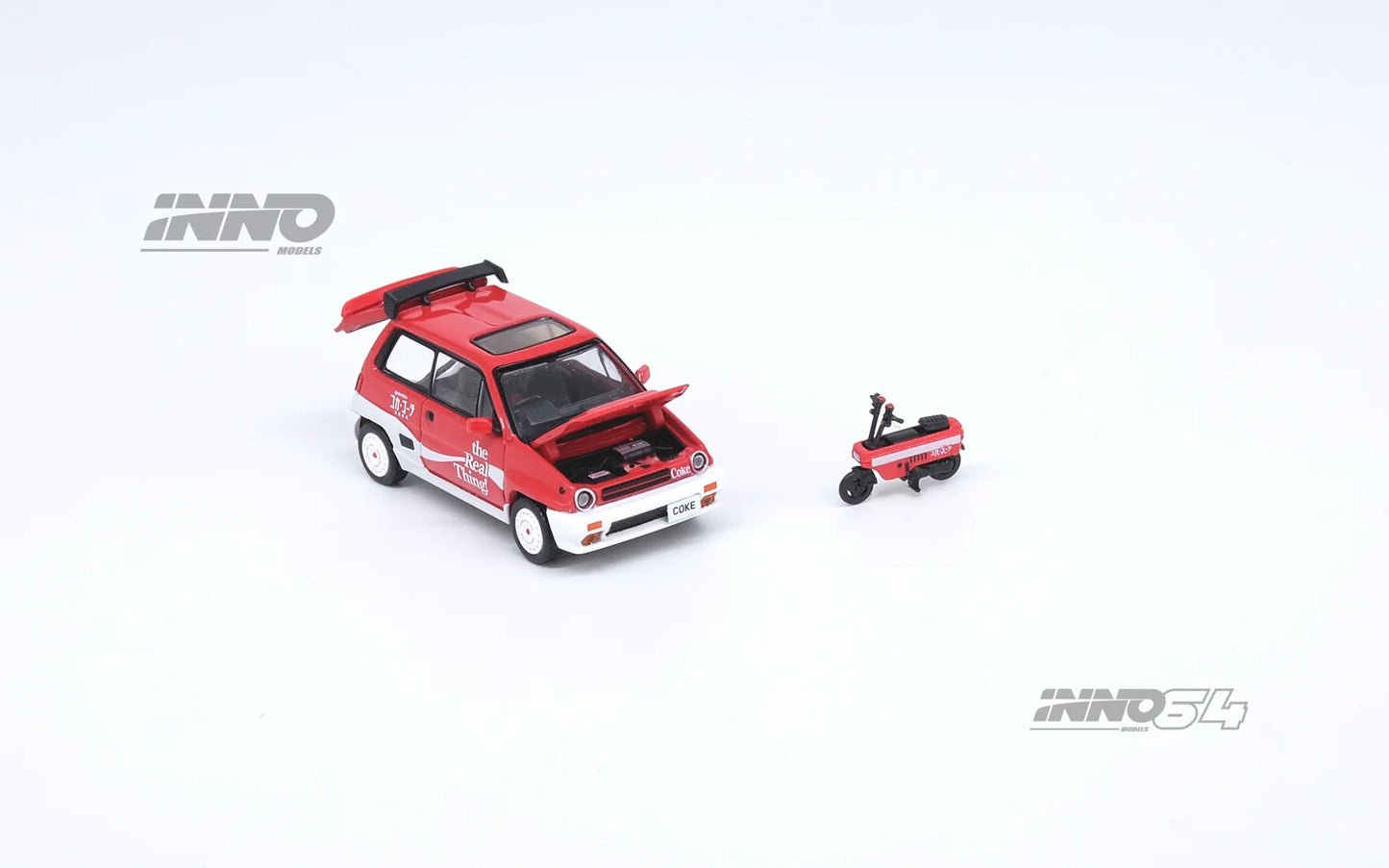 Inno Models Inno64 x Tiny Honda City Turbo II "Coca Cola" Livery with Motocompo