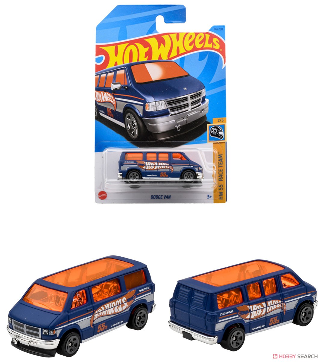 Hot Wheels HW 55 Race Team 2/5 Dodge Van (Blue) - Japanese Stock