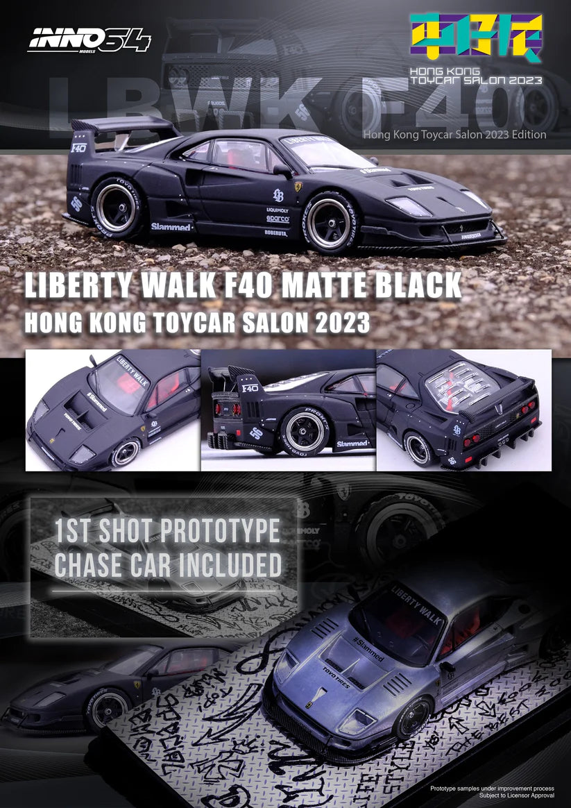 Inno Models Inno64 Ferrari LBWK F40 Matte Black (HONG KONG TOYCAR SALON 2023 Special Edition)