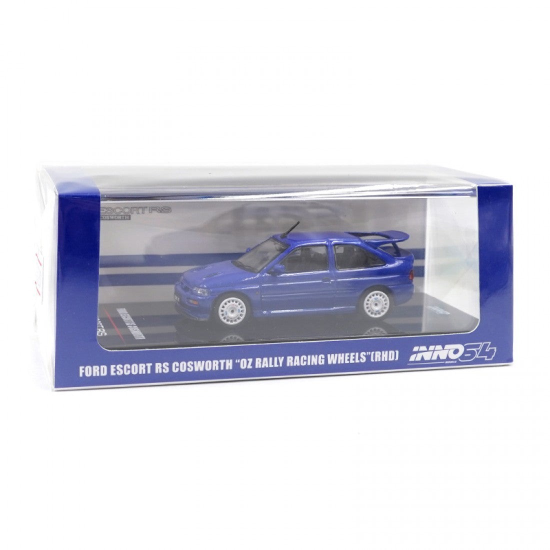 Inno Models Inno64 Ford Escort RS Cosworth Metallic Blue Right Hand Drive with OZ Rally Racing Wheels