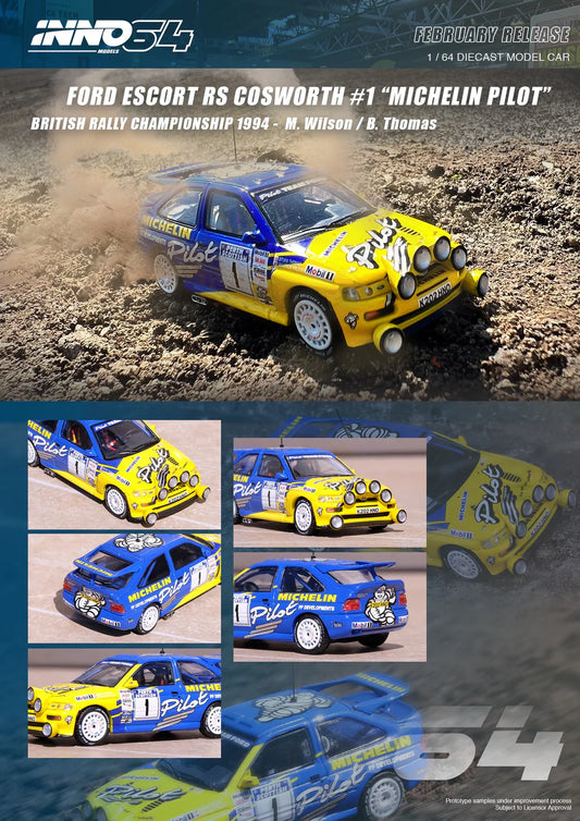 Inno Models Inno64 Ford Escort RS Cosworth #1 "Michelin Pilot" Manx International Rally 1994 Winner M.Wilson/B.Thomas