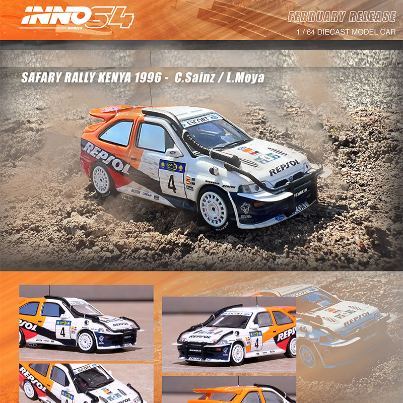 Inno Models Inno64 Ford Escort RS Cosworth #4 "Repsol" Safary Rally Kenya 1996 C.Sainz/L.Moya