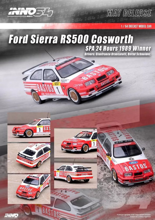 Inno Models Inno64 Ford Sierra RS500 Cosworth #1 "BASTOS RACING TEAM/EGGENBERGER" SPA 24 Hours 1989 Winner