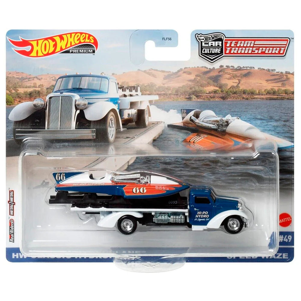 Hot Wheels Premium Car Culture Team Transport Set #49 - HW Classic Hydroplane & Speed Waze - Japanese Stock