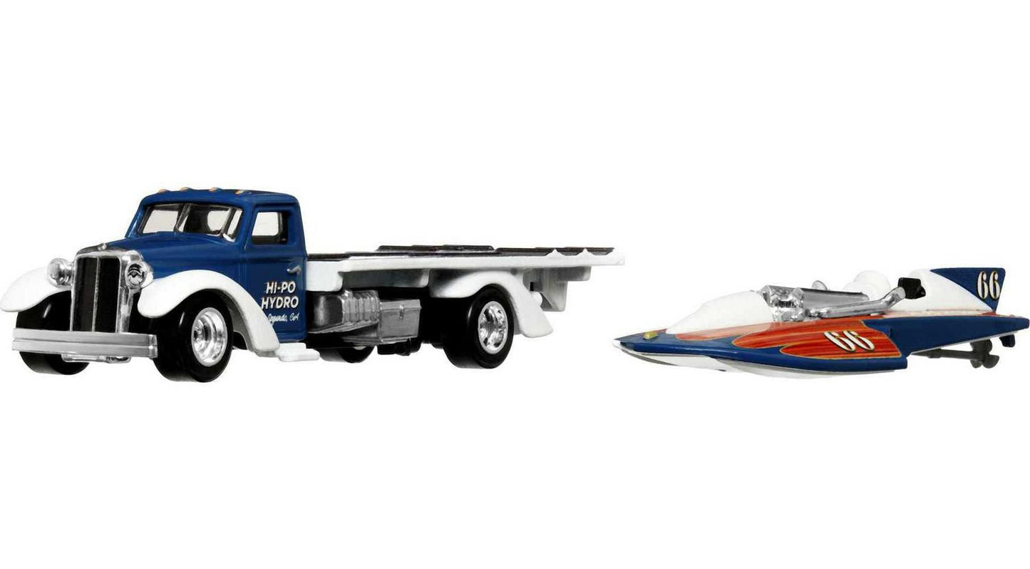 Hot Wheels Premium Car Culture Team Transport Set #49 - HW Classic Hydroplane & Speed Waze - Japanese Stock