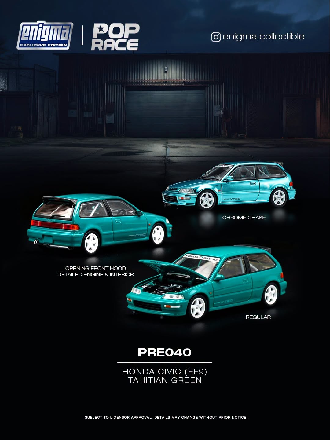 *Pre-Order* Pop Race - PRE040 Honda CIVIC (EF9) - TAHITIAN GREEN