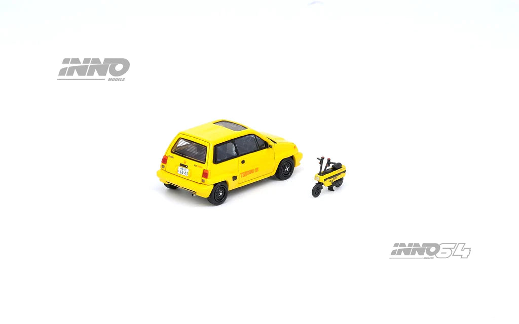 Inno Models Inno64 Honda City Turbo II Yellow with Motocompo