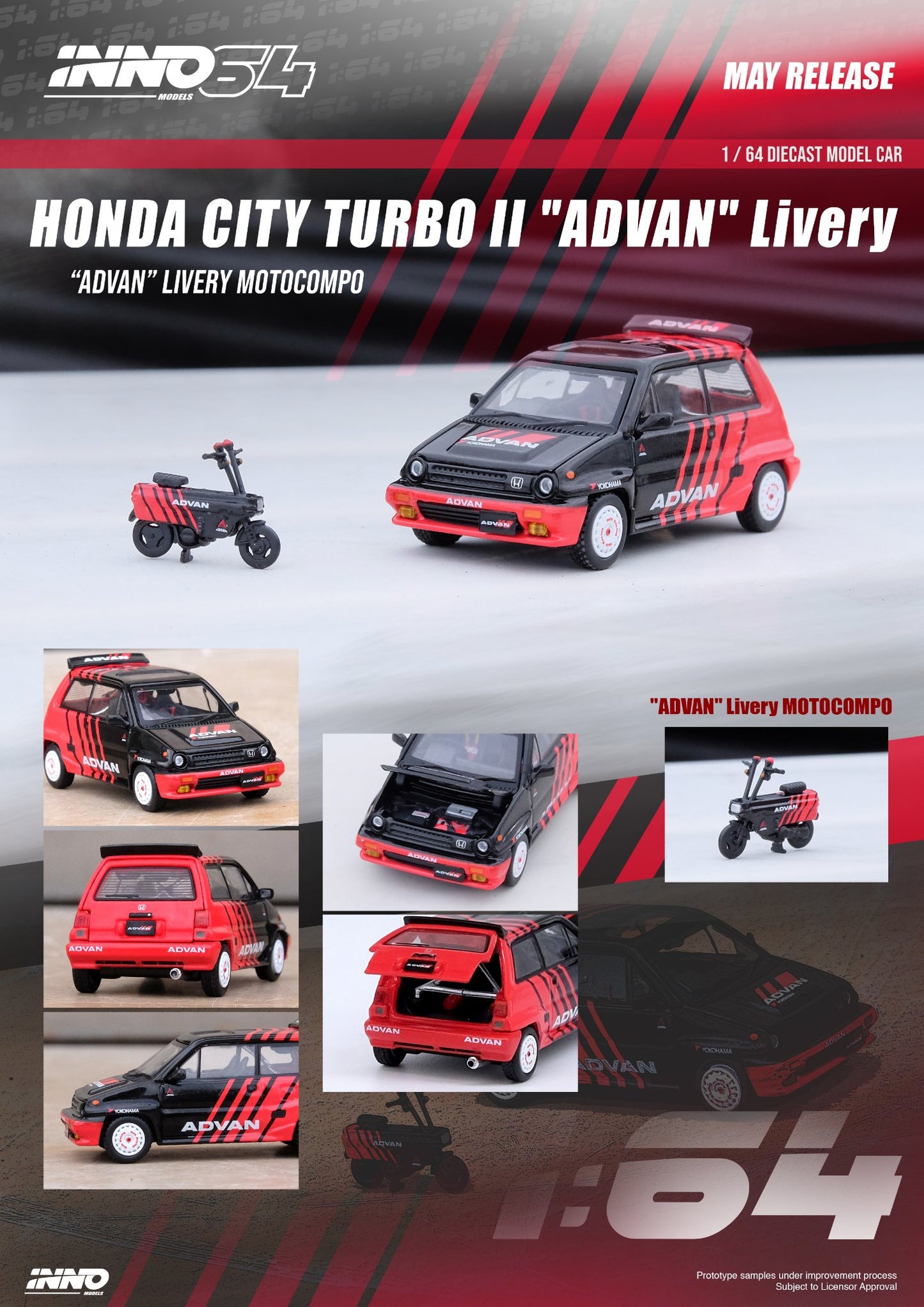 Inno Models Inno64 Honda City Turbo II "Advan" Livery with "Advan" Livery Motocompo
