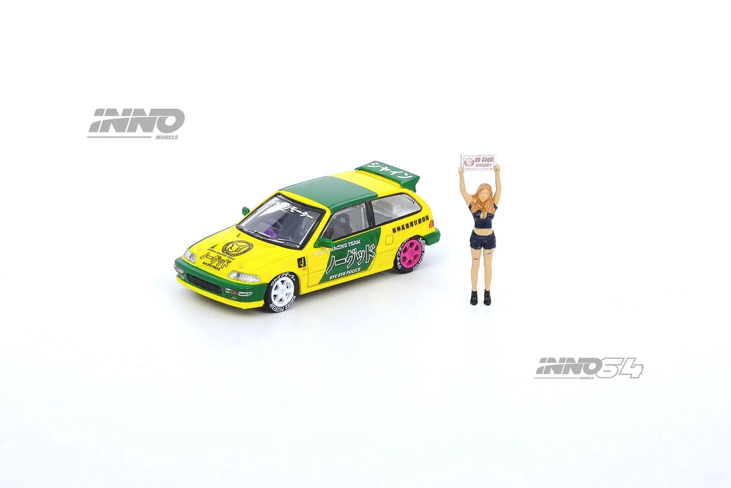 Inno Models Inno64 Honda Civic EF9 "No Good Racing" Osaka Auto Messe 2019 with Figure