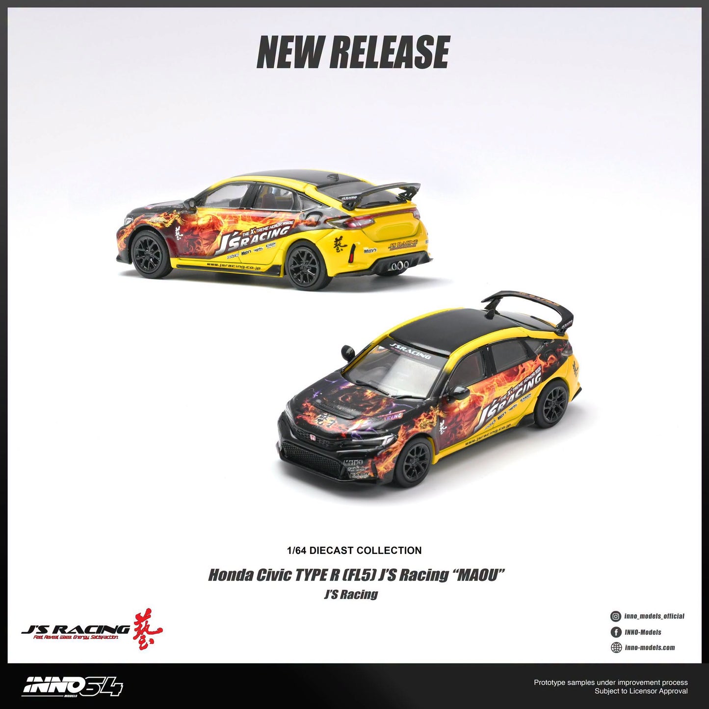 *Pre-Order* INNO Models INNO64 Honda Civic Type R (FL5) J'S RACING "MAOU"