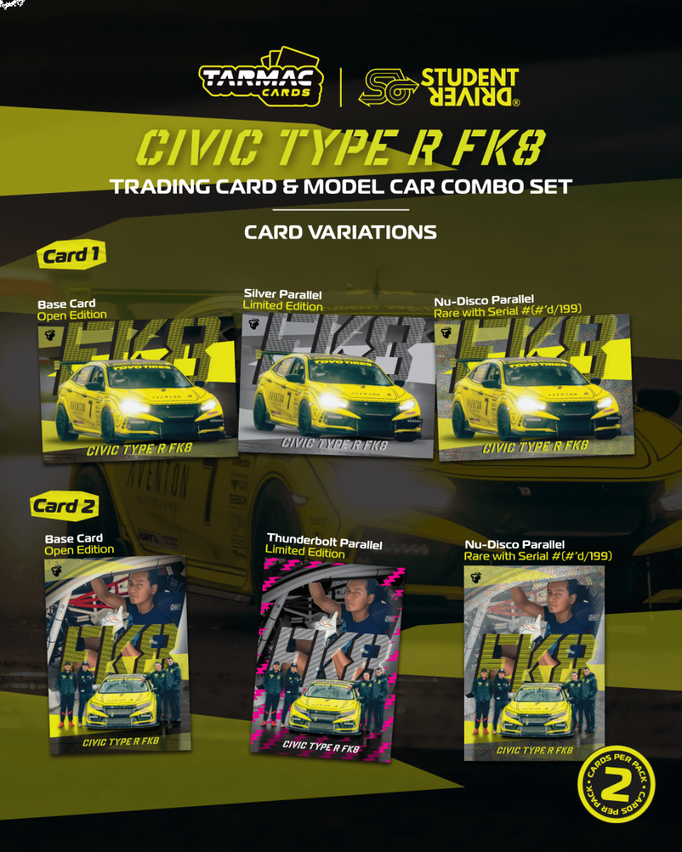*Pre-Order* Tarmac Works Honda Civic TYPE R FK8 NASA Western Endurance Racing Championship 2022 Daniel Wu / Tazio Ottis / Will Watanawongkiri / Patrick Chio - Model Car + Trading Cards Combo Set