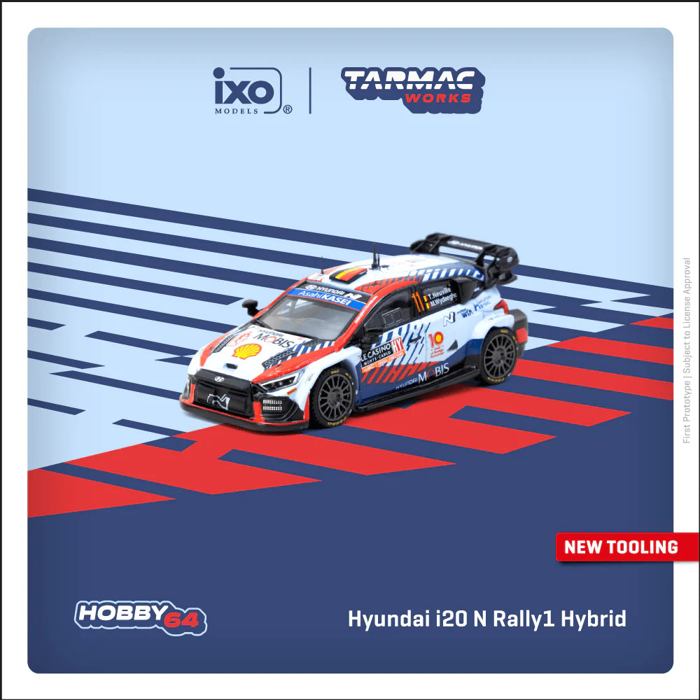 Pre Order Tarmac Works Hyundai i20 N Rally1 Hybrid Rallye Monte Carlo 2024 Winner Thierry Neuville Martijn Wydaeghe