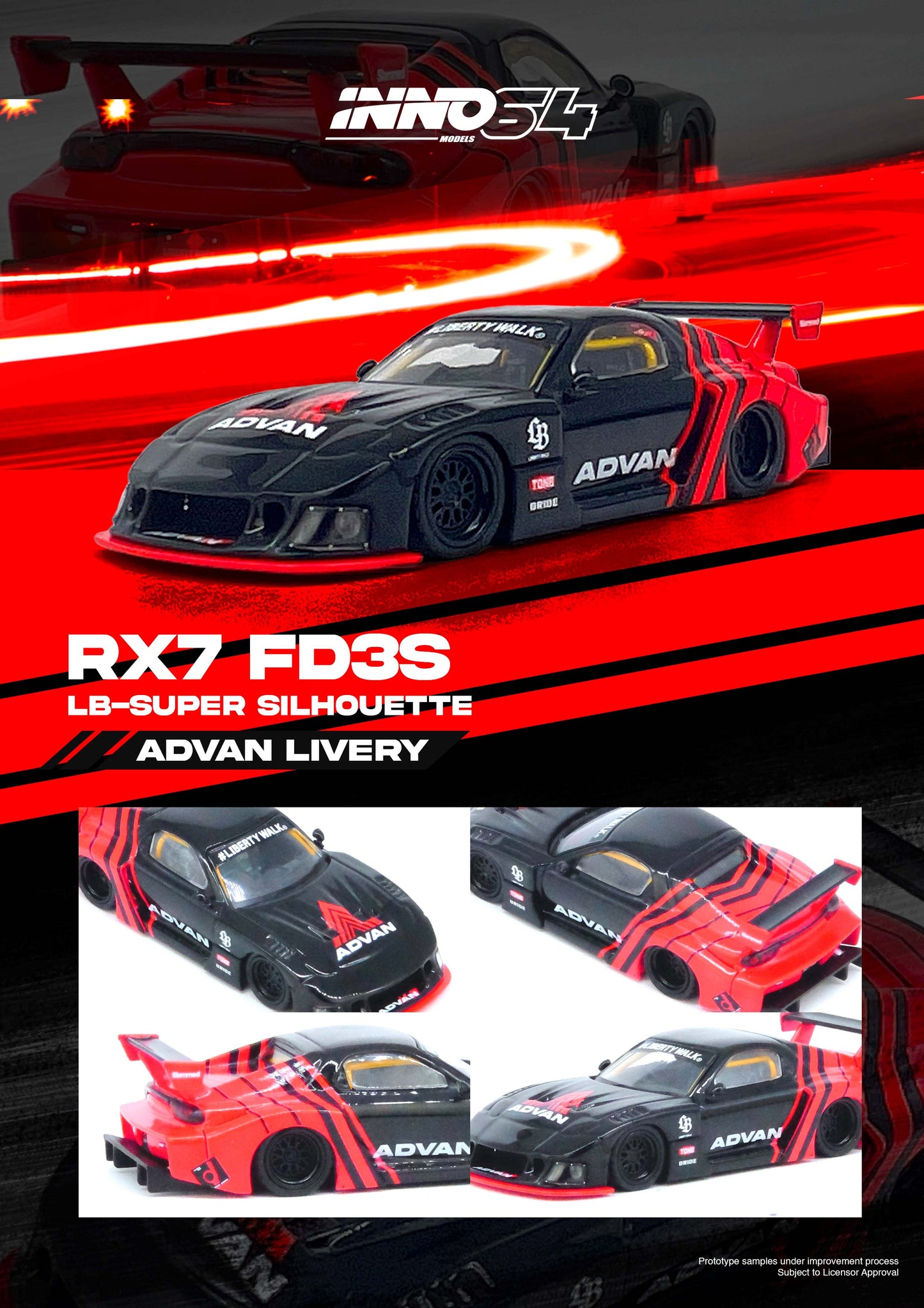 Inno Models Inno64 LBWK RX7 (FD3S) LB-Super Silhouette "ADVAN Livery"
