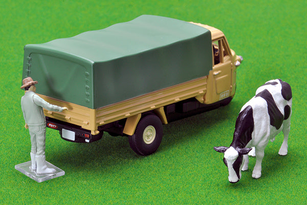 Tomytec Tomica Limited Vintage LV-12d Daihatsu CO10T (Brown) with figures