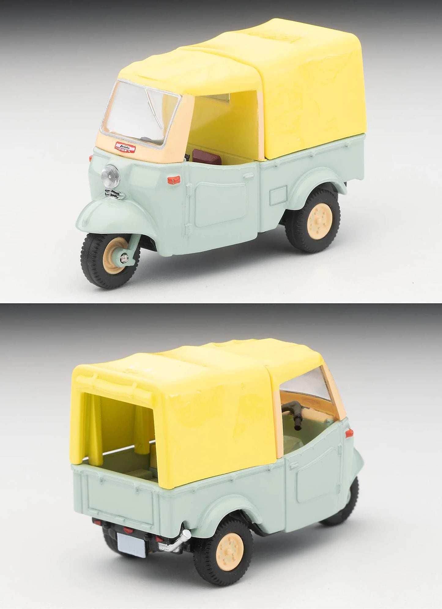 Tomytec Tomica Limited Vintage LV-143d Daihatsu Midget Yellow Green/Beige Figure