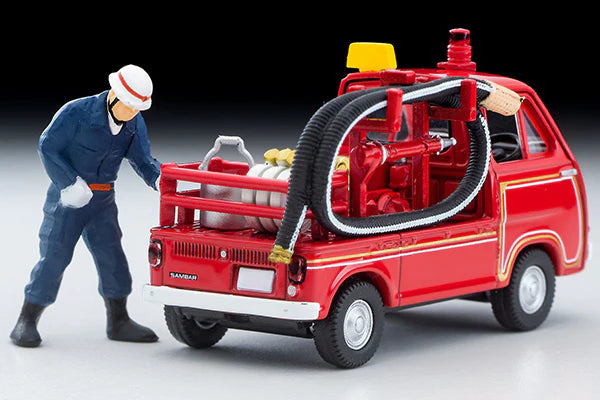 Tomytec Tomica Limited Vintage LV-68c Subaru Sambar Pump Fire Truck (With a Figure)