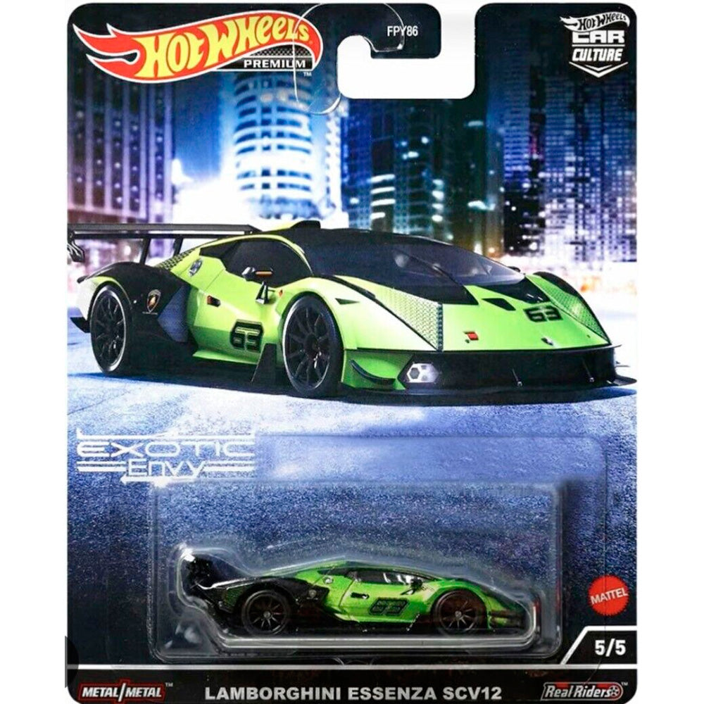 Hot Wheels Premium Exotic Envy 5/5 Lamborghini Essenza SCV12 (Green) - Japanese Stock