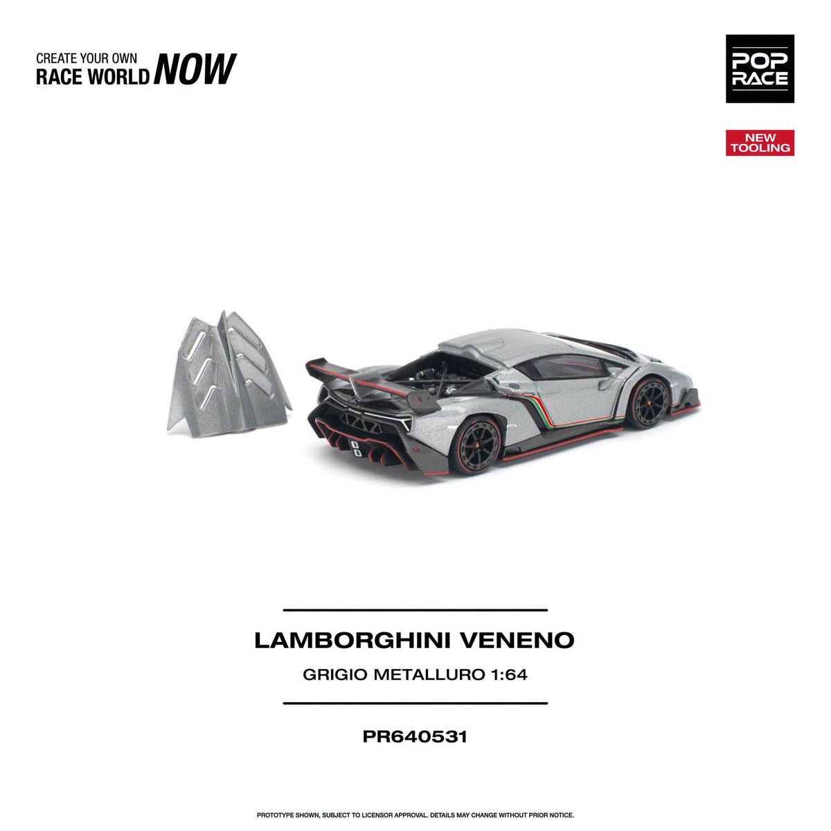 *Pre-Order* Pop Race - PR640531 Lamborghini Veneno GRIGIO METALLURO