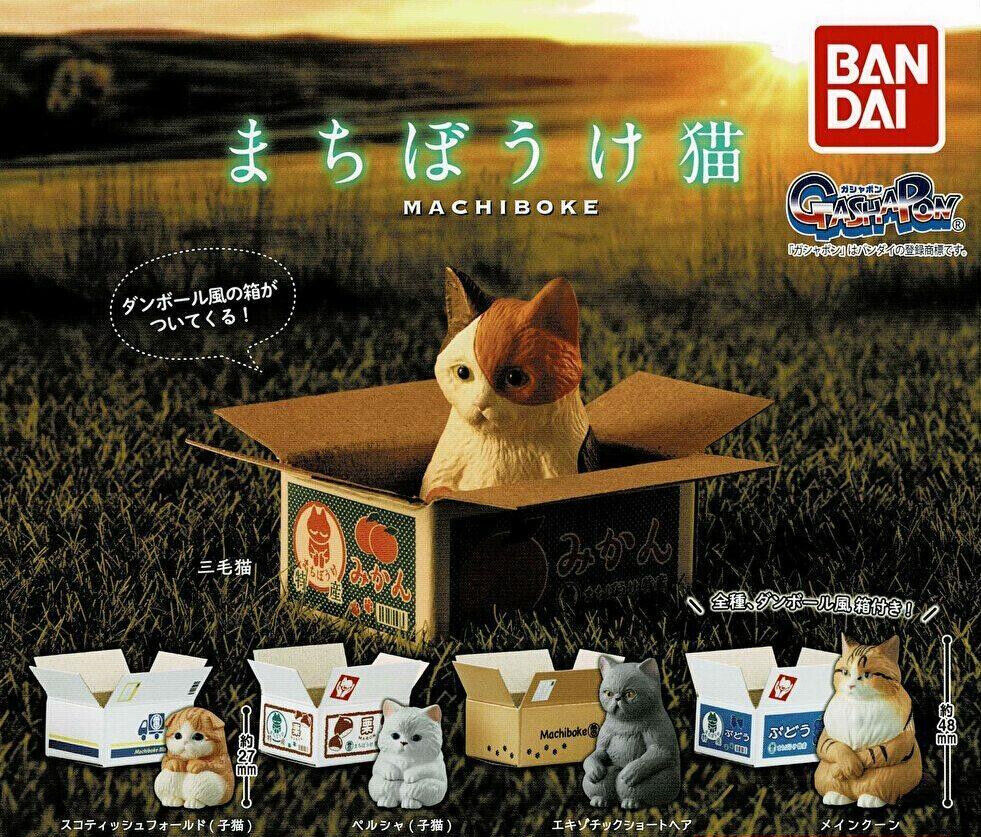 Bandai - Gashapon Machiboke Cat Figure with Cardboard Box Miniature
