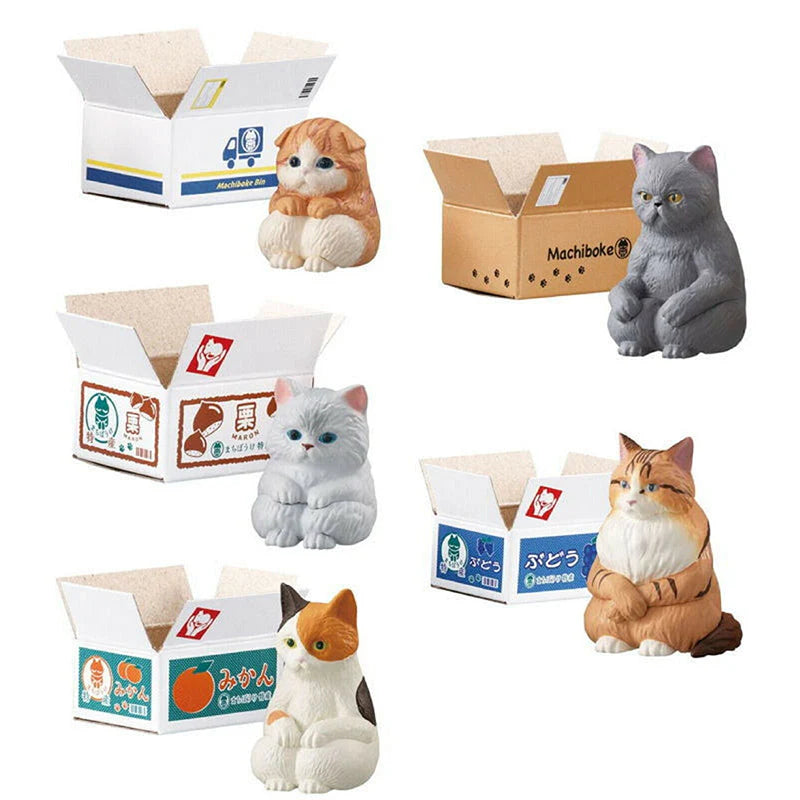 Bandai - Gashapon Machiboke Cat Figure with Cardboard Box Miniature