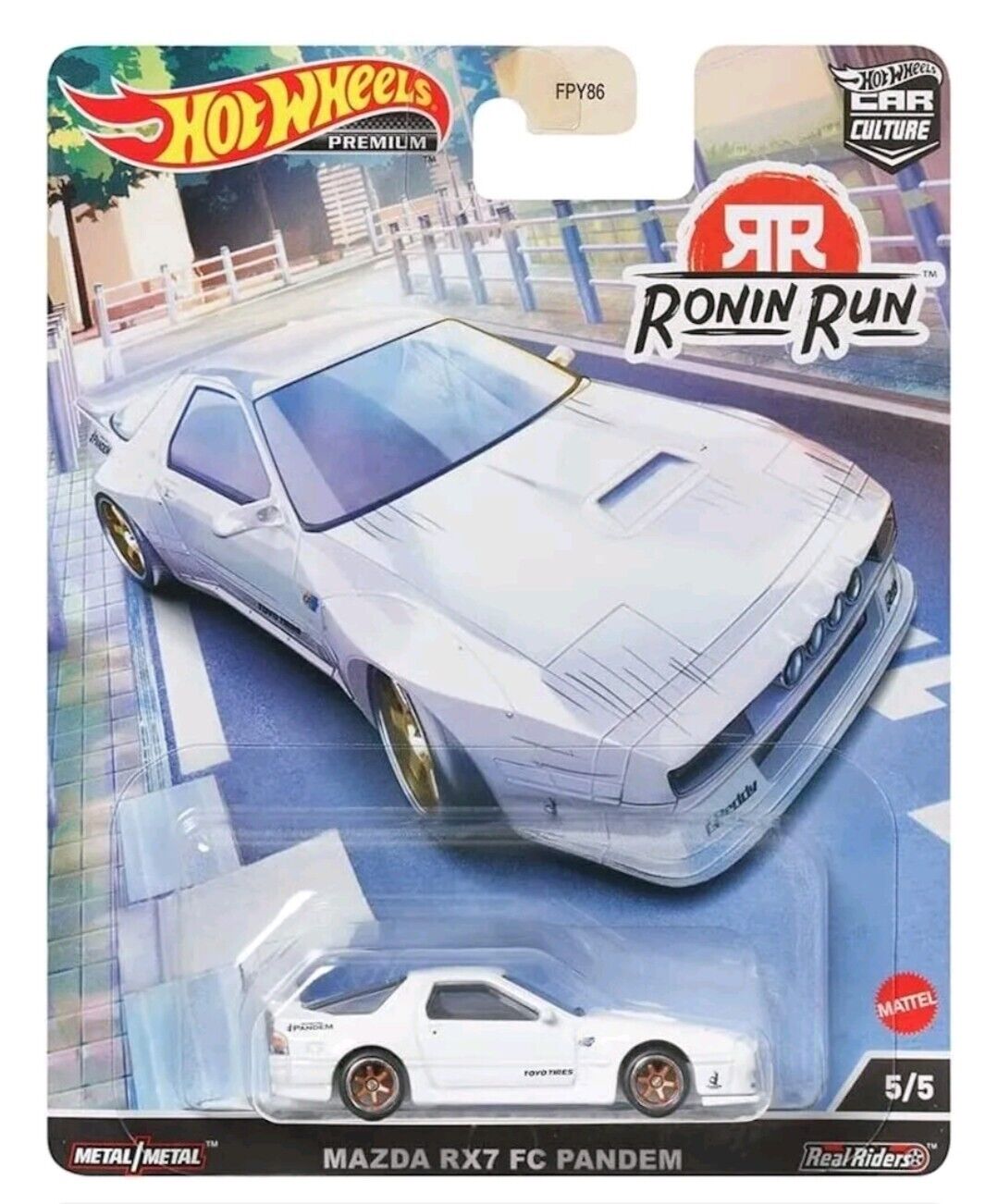 Hot Wheels Premium Car Culture Ronin Run 5/5 Mazda RX7 FC Pandem (White) - Japanese Stock