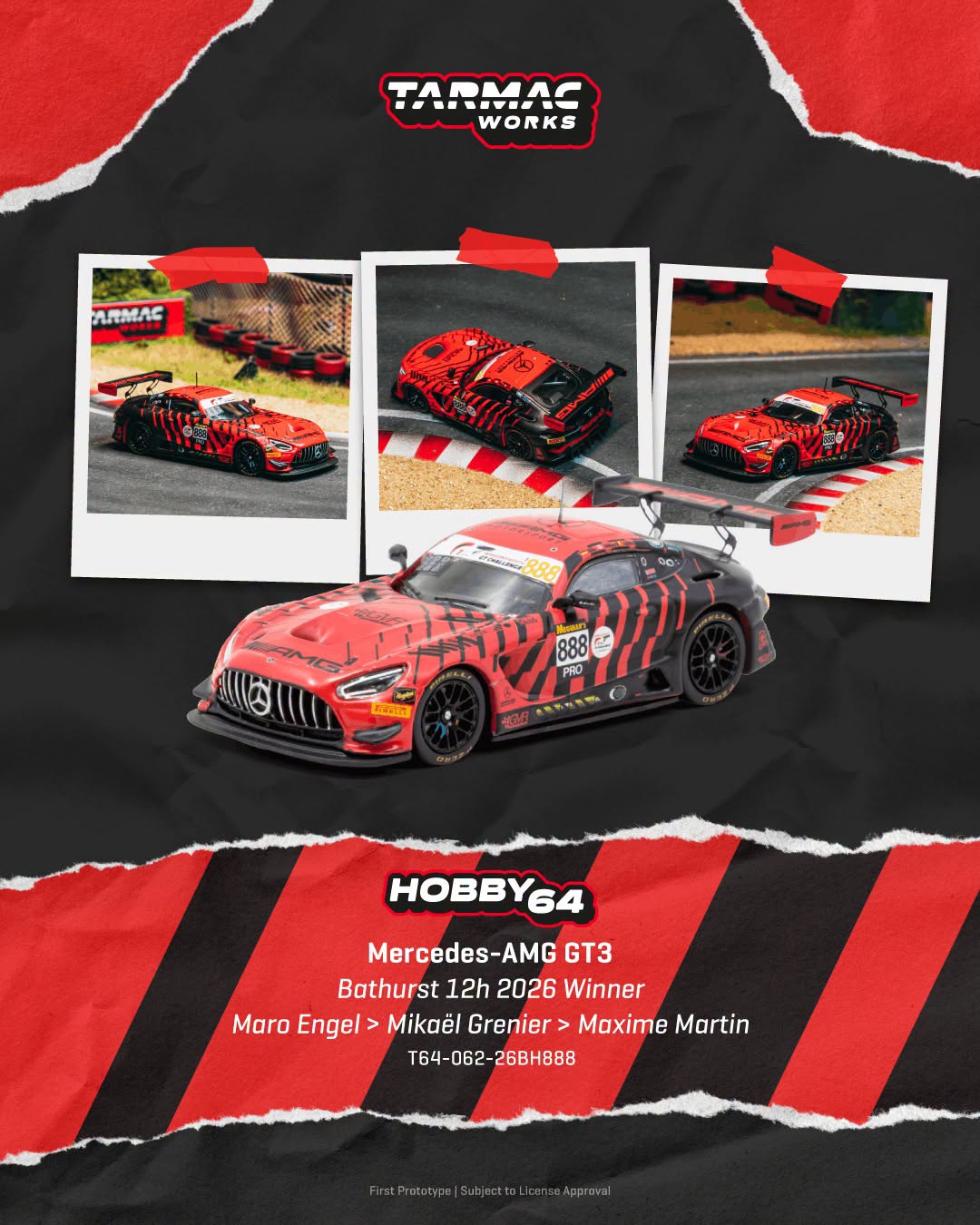 *Pre-Order* Tarmac Works - Mercedes-AMG GT3 Bathurst 12h 2026 Winner Maro Engel / Mikaël Grenier / Maxime Martin