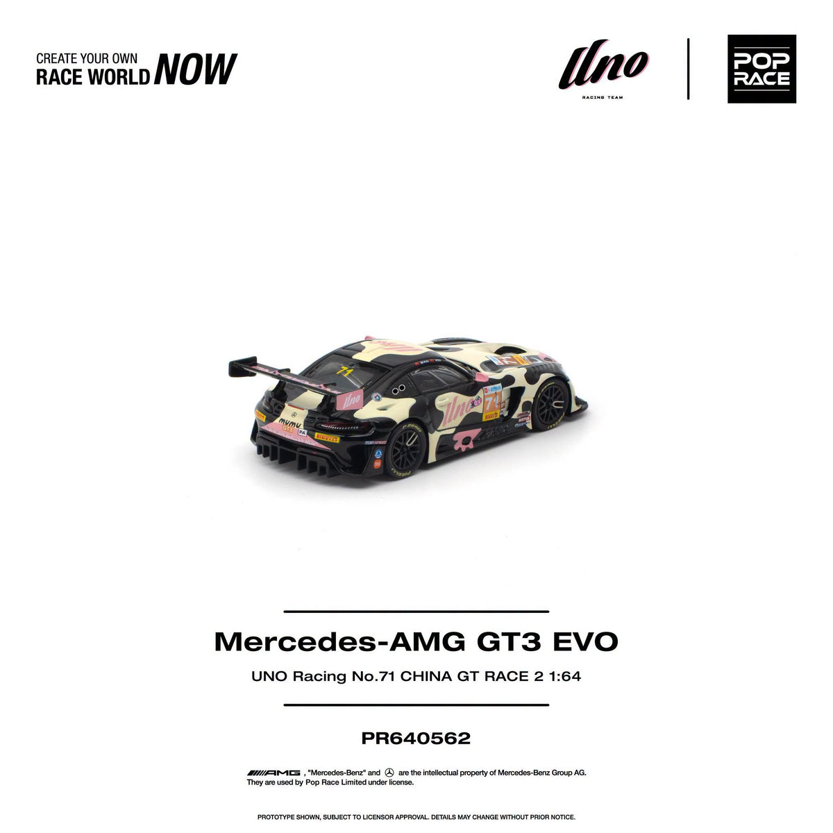 *Pre-Order* Pop Race - PR640562 Mercedes-AMG GT3 EVO UNO RACING NO.71 CHINA GT RACE 2 "Mumu"