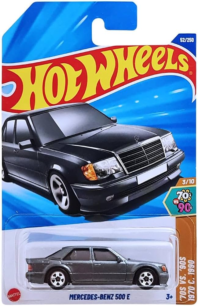 Hot Wheels HW: '70s vs. '90s 3/10 Mercedes-Benz 500 E (Dark Grey) - Japanese Card