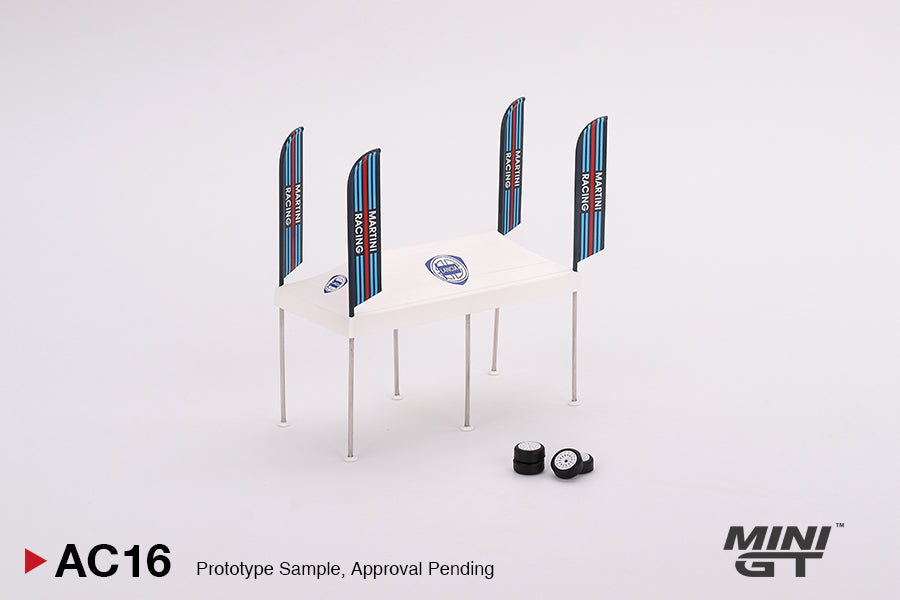 Mini GT AC16 Paddock Service Tent Set - Martini Racing