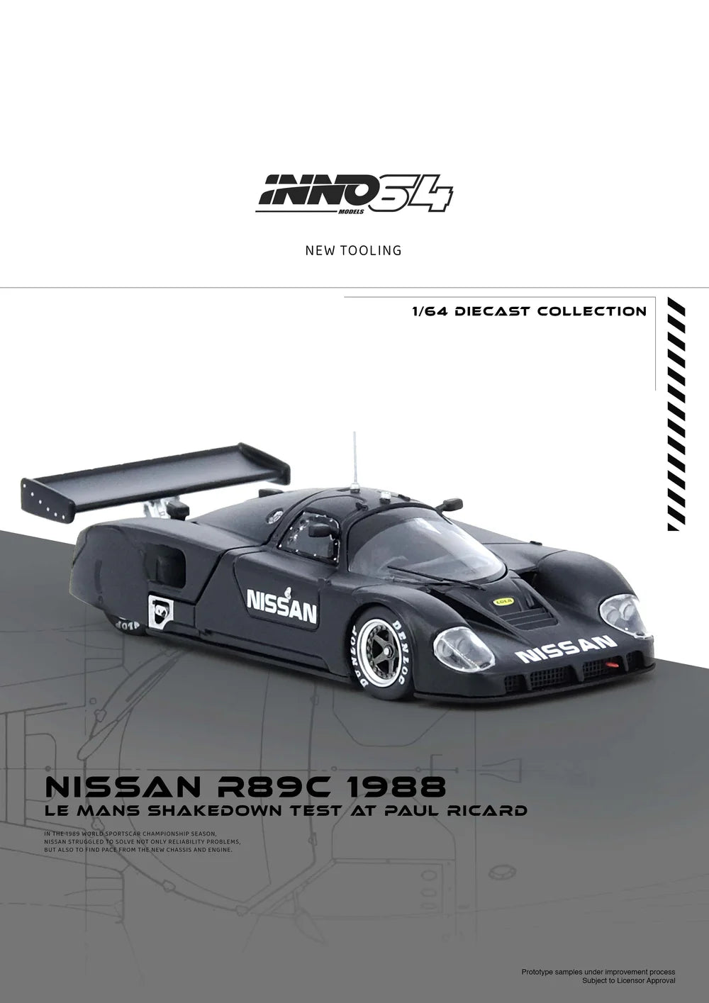 INNO Models INNO64 Nissan R89C LE MANS SHAKEDOWN TEST AT PAUL RICARD 1988