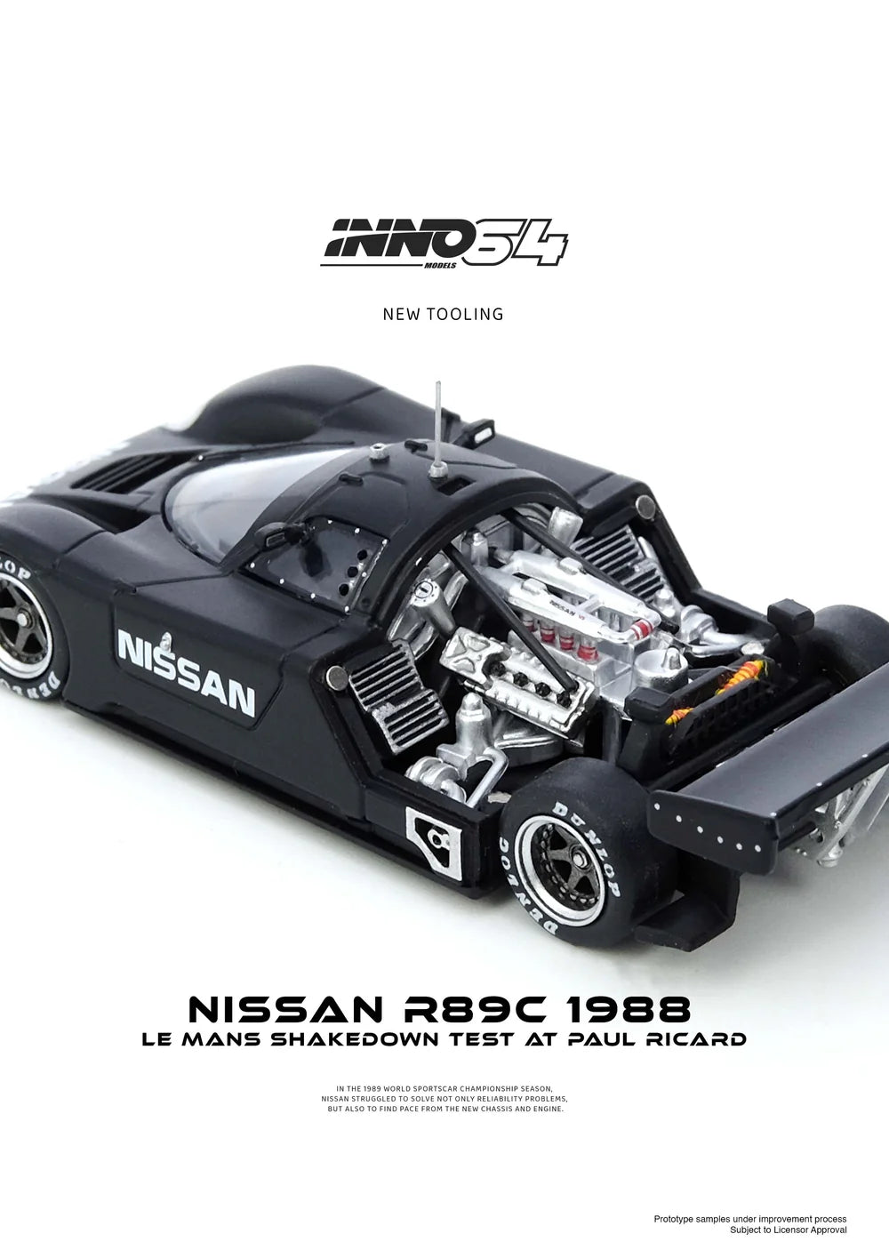 INNO Models INNO64 Nissan R89C LE MANS SHAKEDOWN TEST AT PAUL RICARD 1988