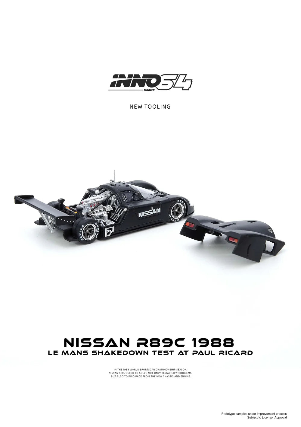 INNO Models INNO64 Nissan R89C LE MANS SHAKEDOWN TEST AT PAUL RICARD 1988
