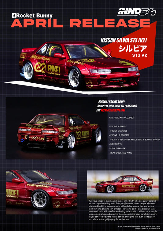 Inno Models Inno64 Nissan Silvia S13 (V2) Pandem / Rocket Bunny Red Metallic