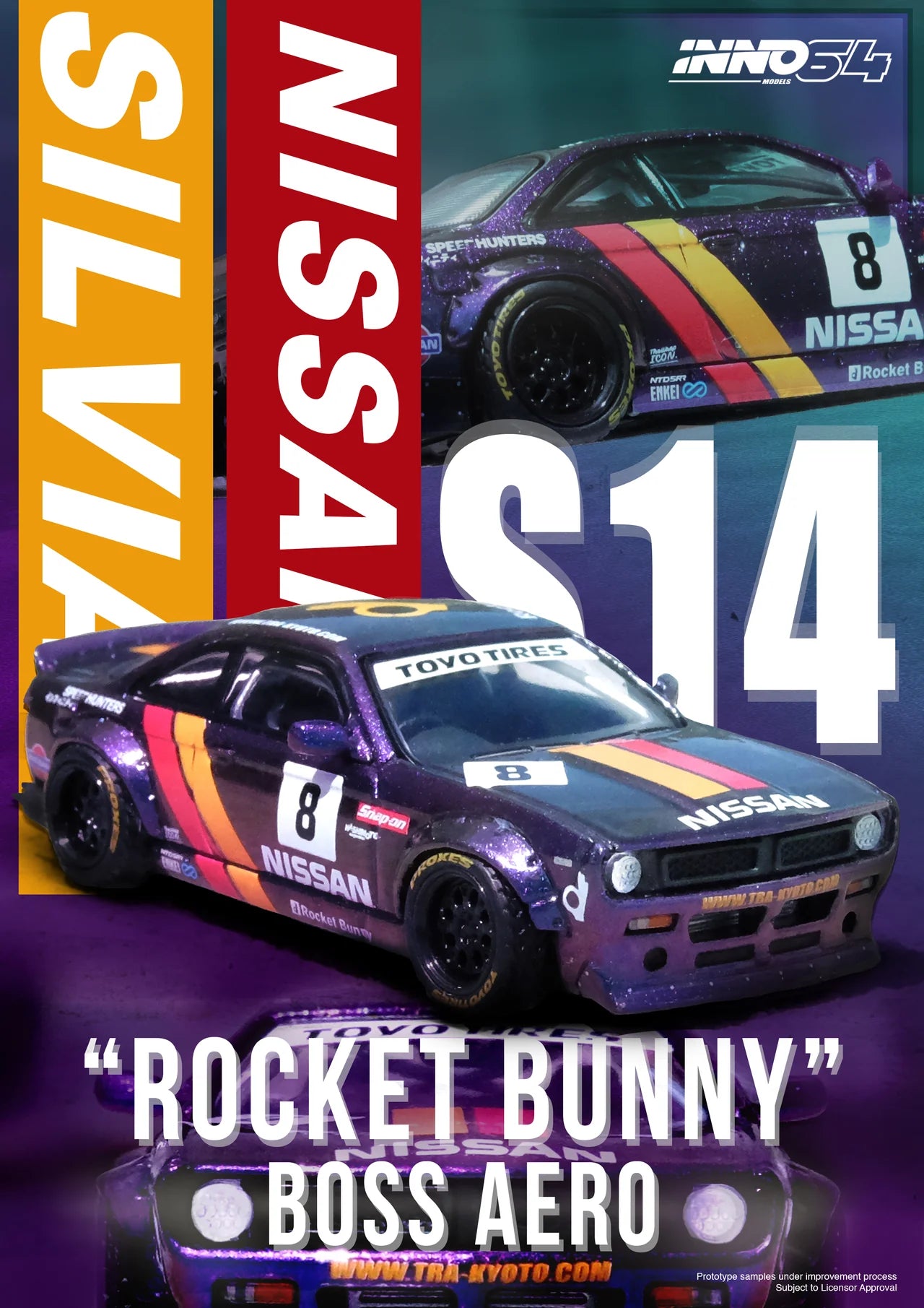 Inno Models Inno64 Nissan Silvia (S14) "ROCKET BUNNY" BOSS Magic Purple