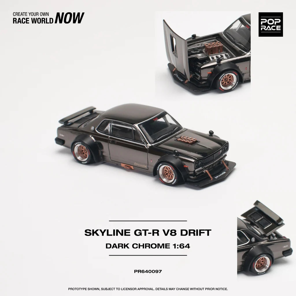 Pop Race Skyline GT-R V8 Drift (Hakosuka) Dark Chrome – Mini Toy Pop Race Skyline GT-R V8 Drift (Hakosuka) Dark Chrome – Mini Toy