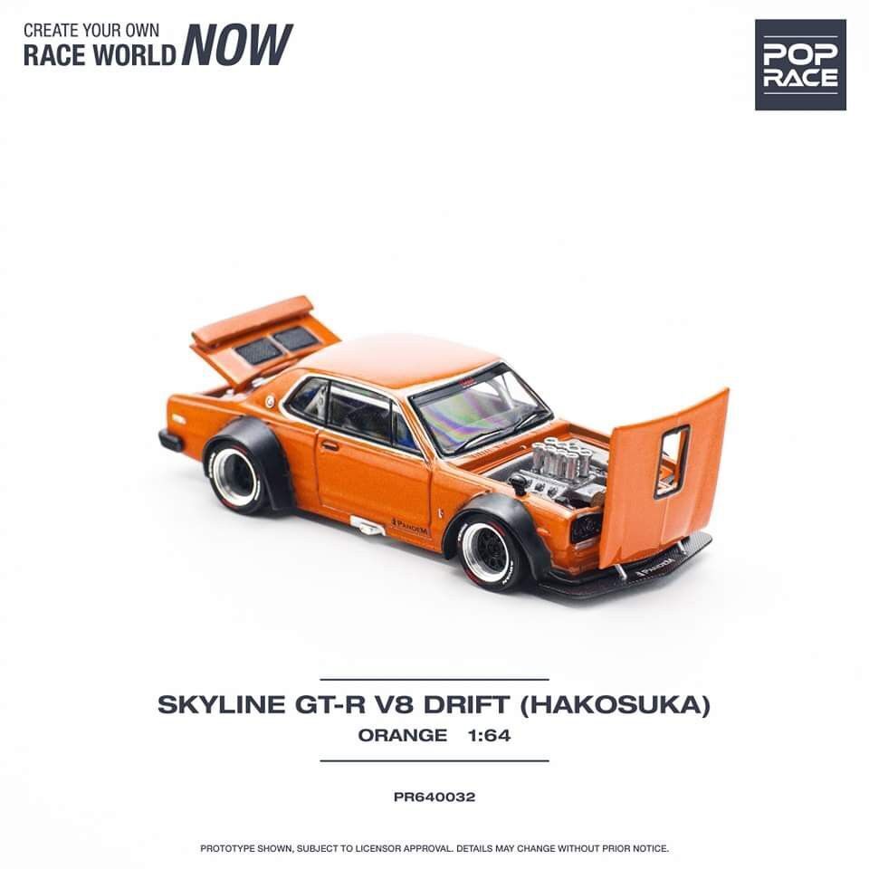 Pop Race PR64-32 Nissan Skyline GT-R V8 Drift (Hakosuka) Orange