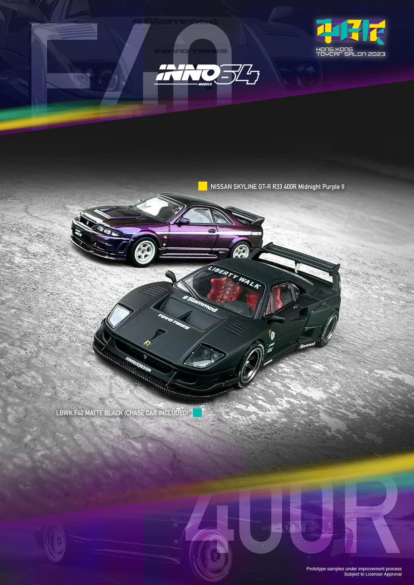 Inno Models Inno64 Ferrari LBWK F40 Matte Black (HONG KONG TOYCAR SALON 2023 Special Edition)