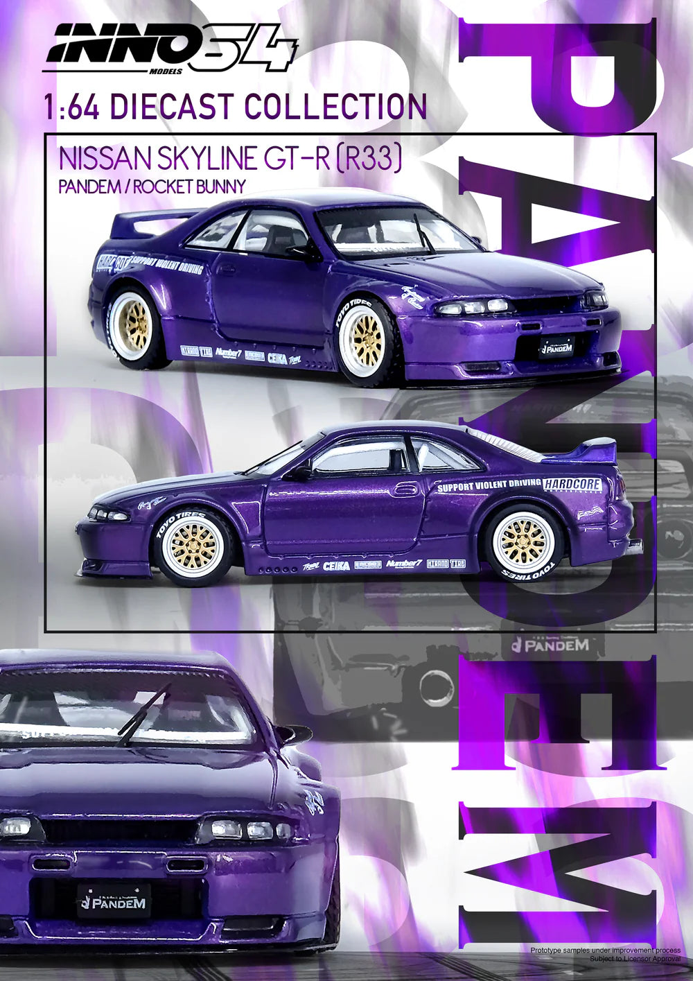 INNO Models INNO64 Nissan Skyline GT-R (R33) "Pandem / Rocket Bunny" - Purple