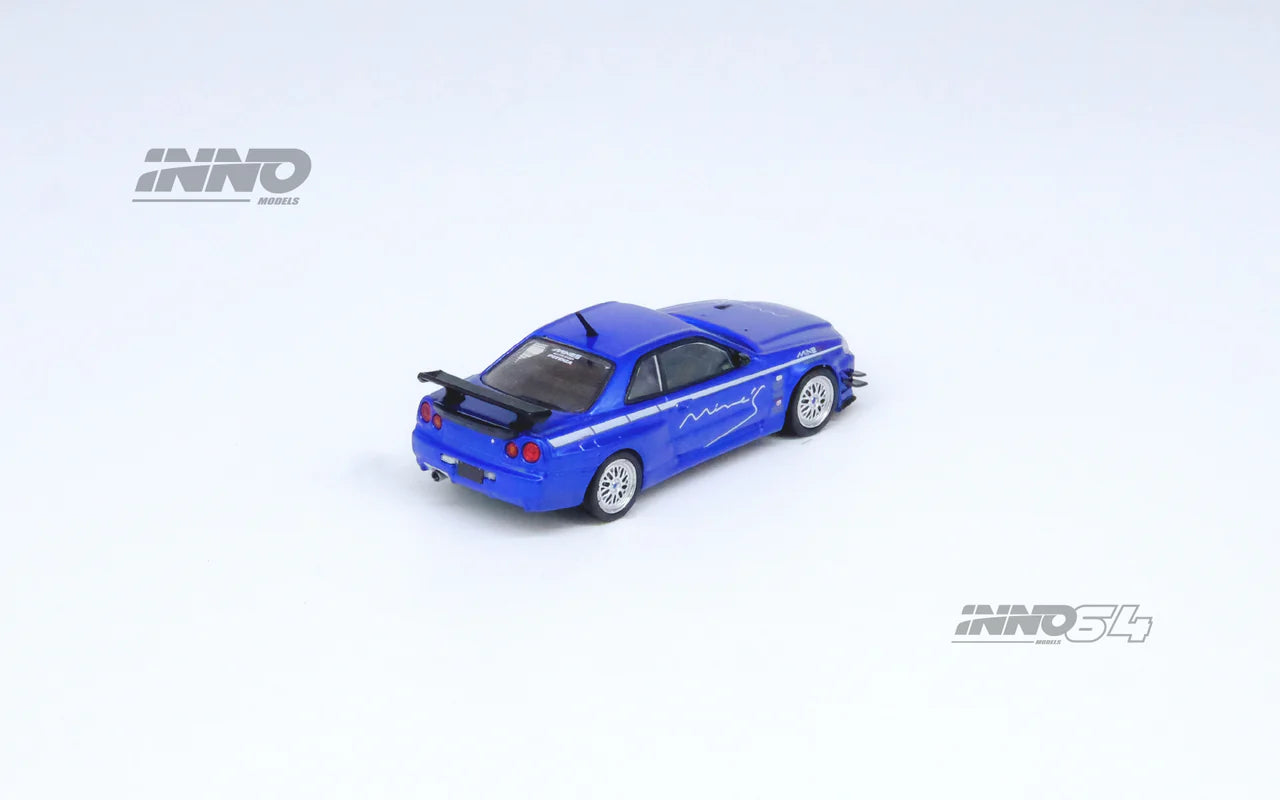 Inno Models Inno64 Nissan Skyline GT-R (R34) V-Spec Tuned by "MINE'S" - Blue